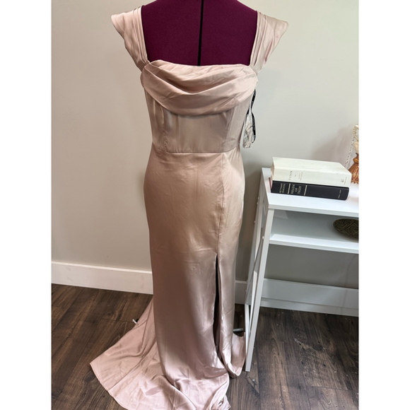 Birdy Grey Champagne Satin Formal NEW Medium - Picture 6 of 8